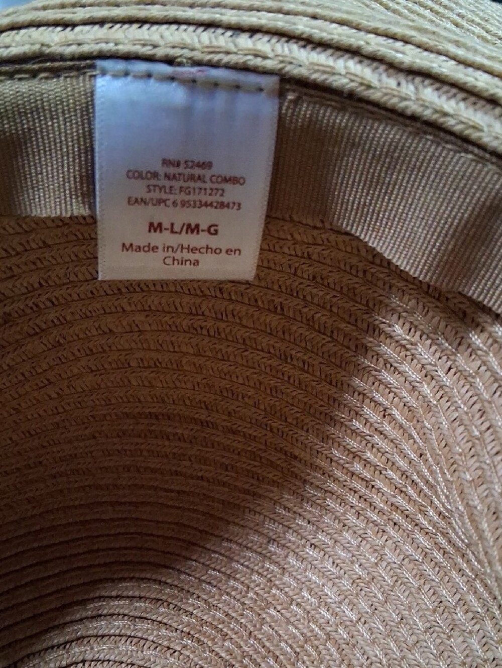 Wide Brim Straw Sun Hat with Fringe Trim - Tan and Black - Picture 4 of 4